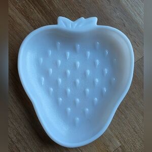 Milk Glass Strawberry Shaped Candy Relish Snack Dish Trinket Tray